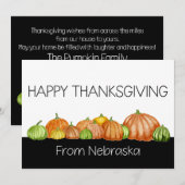 Nebraska Waterverf pomkins Thanksgiving Card Feestdagenkaart (Voorkant / Achterkant)