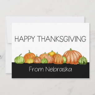 Nebraska Waterverf pomkins Thanksgiving Card Feestdagenkaart