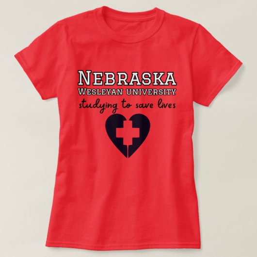 Nebraska Wesleyan University - Medisch student T-shirt (Design voorkant)