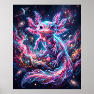 Nebula Axolotl Gloeiende Sterref Kunst Poster