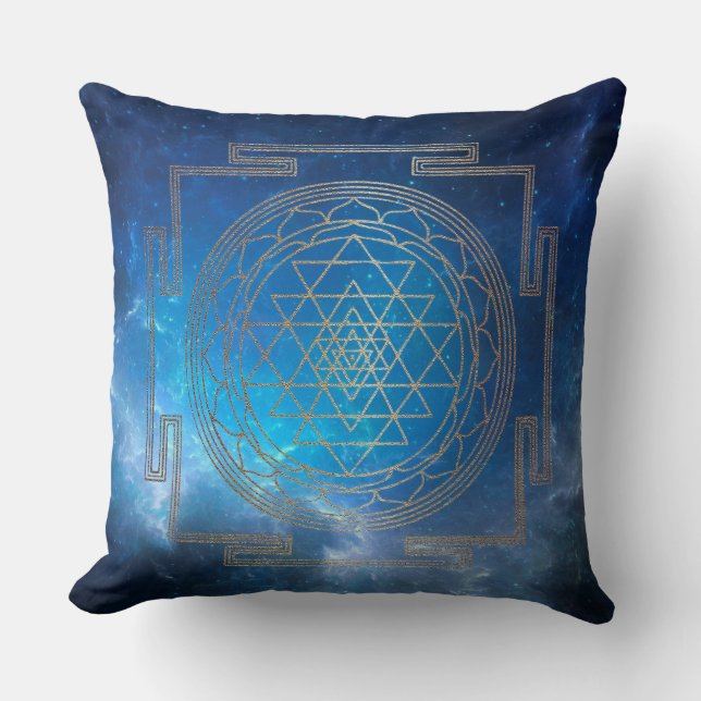Nebula bleue Sri Yantra - Coussin (Recto)