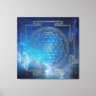 Nebula bleue Sri Yantra - Toile enveloppée