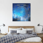 Nebula Bleue Sri Yantra - Toile Enveloppée (Insitu(Chambre))