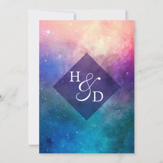 Nebula colorée Faire-part de mariage moderne (Dos)