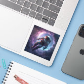 Nebula Drift - Square Vinyl Sticker (Laptop met iPhone)