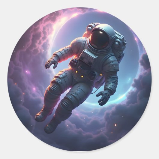 Nebula Drift: The Lone Explorer - Ronde Sticker (Voorkant)