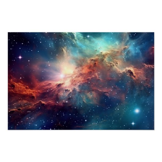 Nebula en sterrenstelsels in de ruimte perfect poster (Voorkant)
