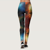 Nebula goudgroen blauw gym actief draag leggings (Achterkant)