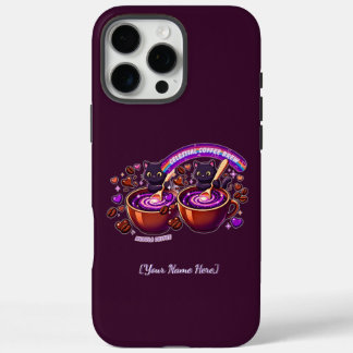 Nebula Hemels Koffie Katten Schattig Paars iPhone 16 Pro Max Hoesje