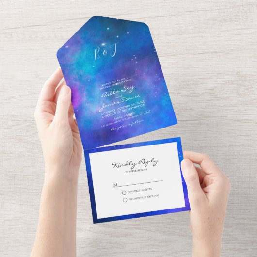 Nebula Interstellar All-in-One Weddenschap All In One Uitnodiging (Afscheurbaar)