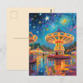 Nebula Night Carousel - Van Gogh Inspired Art Briefkaart (Voorkant / Achterkant)