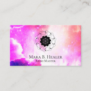 * Nebula Sacred Geometry Universe Pink Paars Visitekaartje