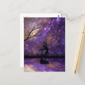 Nebula Sky Dancer Silhouette - Paars en Sepia Briefkaart