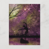 Nebula Sky Dancer Silhouette - Roze en Geel Briefkaart (Voorkant)