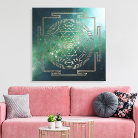 Nebula verte Sri Yantra - Toile enveloppée (Insitu(Salon))