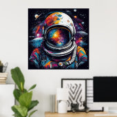 Nébuleuse de l'astronaute cosmique - Affiche carré (Bureau à domicile)