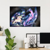 Nébuleux : Unicorne et Dragon Grande impression (Bureau à domicile)