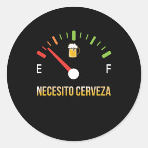 Necesito Cerveza Ik heb bier nodig in het Spaans Ronde Sticker