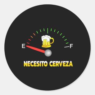 Necesito Cerveza Ik heb bier nodig in Spaans desig Ronde Sticker