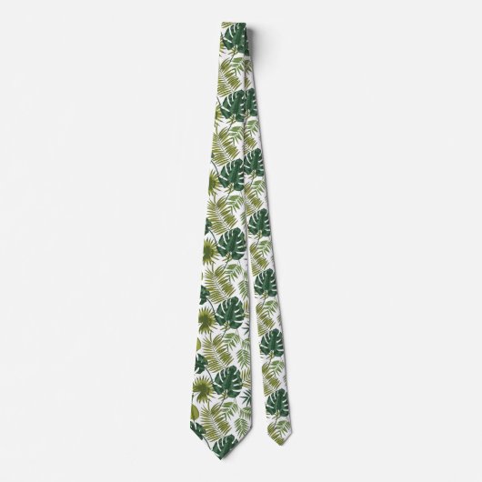 Neck tie with a tropical leaf pattern stropdas (Voorkant)