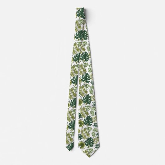 Neck tie with a tropical leaf pattern stropdas (Achterkant)