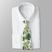 Neck tie with a tropical leaf pattern stropdas