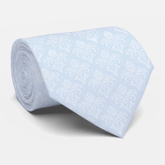 Necktie - Icy Blue Damask Stropdas (Opgerold)