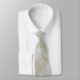 Necktie met modern Brocade Gold White-ontwerp Stropdas