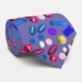 Necktie Pills Design Paars Stropdas (Opgerold)