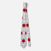 Necktie - Red Roses Black Scrollwork Stropdas (Voorkant)
