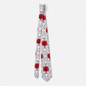 Necktie - Red Roses Black Scrollwork Stropdas (Achterkant)
