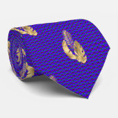 Necktie Royal Blue met Leaves & Lavender Stropdas (Opgerold)