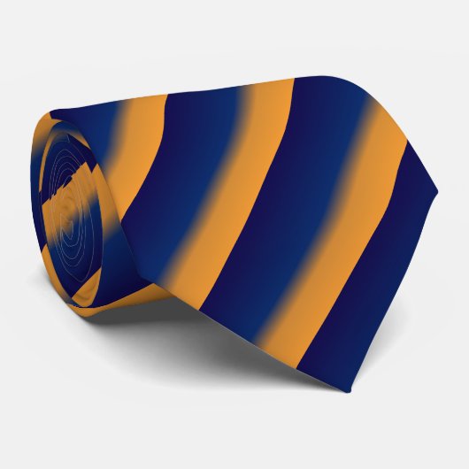 Necktie van Mannen met blauwe en Oranje streep Stropdas (Opgerold)