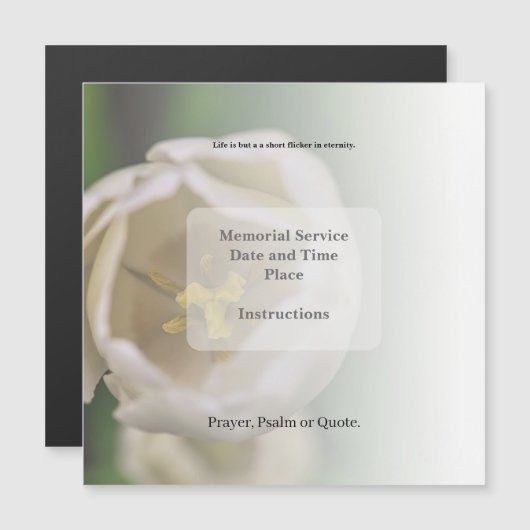 Nécrologie, Invitation funéraire (Devant / Derrière)