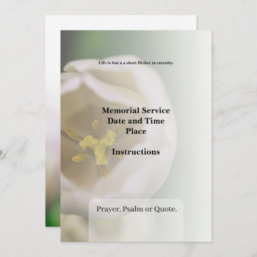 Nécrologie, Invitation funéraire (Devant / Derrière)