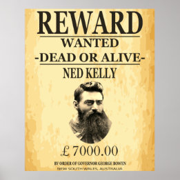 Ned Kelly Bushranger 🏴☠️ Beroemde Australische Ou Poster