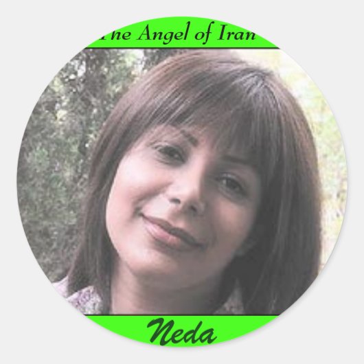 NEDA SOLTANI, De engel van Iran, Neda Ronde Sticker (Voorkant)