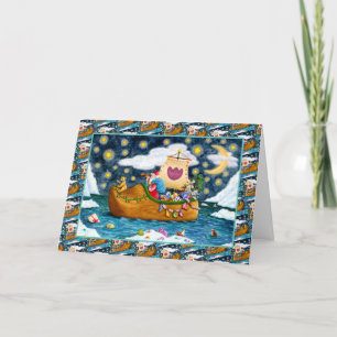 NEDERCH SHOE SANTA SHIP, ICEBERGS, WHALE, TEDDY BE FEESTDAGEN KAART