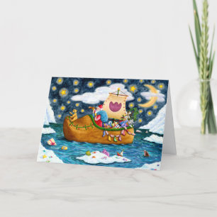 NEDERCH SHOE SANTA SHIP, ICEBERGS, WHALE, TEDDY BE FEESTDAGEN KAART