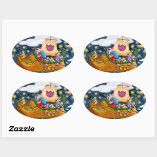 NEDERCH SHOE SANTA SHIP, ICEBERGS, WHALE, TEDDY BE OVALE STICKER