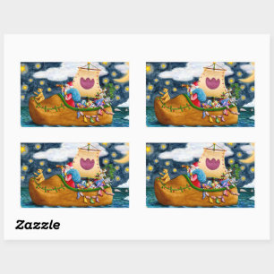 NEDERCH SHOE SANTA SHIP, ICEBERGS, WHALE, TEDDY BE RECHTHOEKIGE STICKER