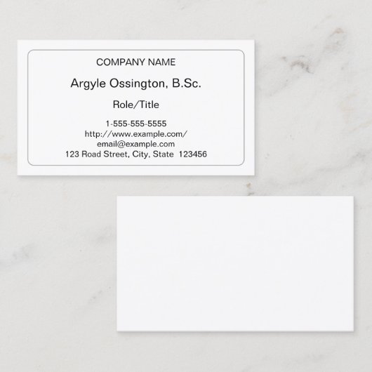 Nederig, Dapper, zakelijk Visitekaartje (Voorkant / Achterkant)