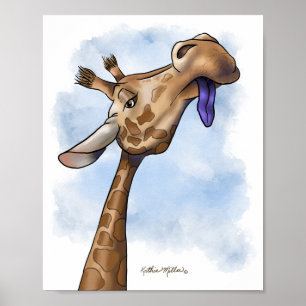 Nederiginge Giraffe Cartoon Poster