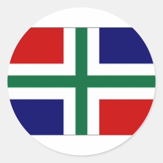 Nederland Groningen Vlag Ronde Sticker (Voorkant)
