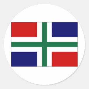 Nederland Groningen Vlag Ronde Sticker