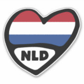 Nederland Landcode Vlag Hart, NLD Sticker (Voorkant)
