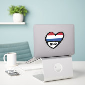 Nederland Landcode Vlag Hart, NLD Sticker (Laptop op bureau)
