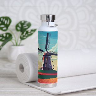 Nederland Molen Tulpveld Reis Cadeau Waterfles