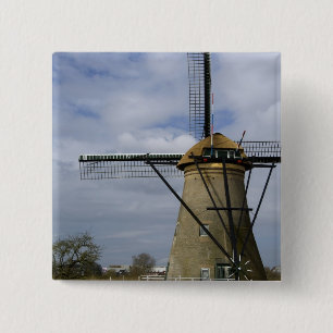 Nederland (ook bekend als Holland), Kinderdijk. 19 Vierkante Button 5,1 Cm