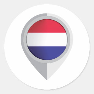 Nederland Pin Locatie Vlag Ronde Sticker